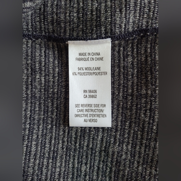 Theory‎ Randria Evian Stretch Wool Navy A-Line Stripe Dress Women's Size L - Picture 9 of 10